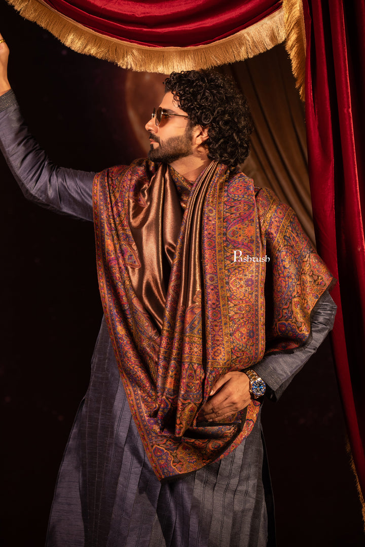 Pashtush India Mens Scarves Stoles and Mufflers Pashtush Mens Twilight Collection Stole, With Metallic Thread Weave, Fine Wool, Reversible