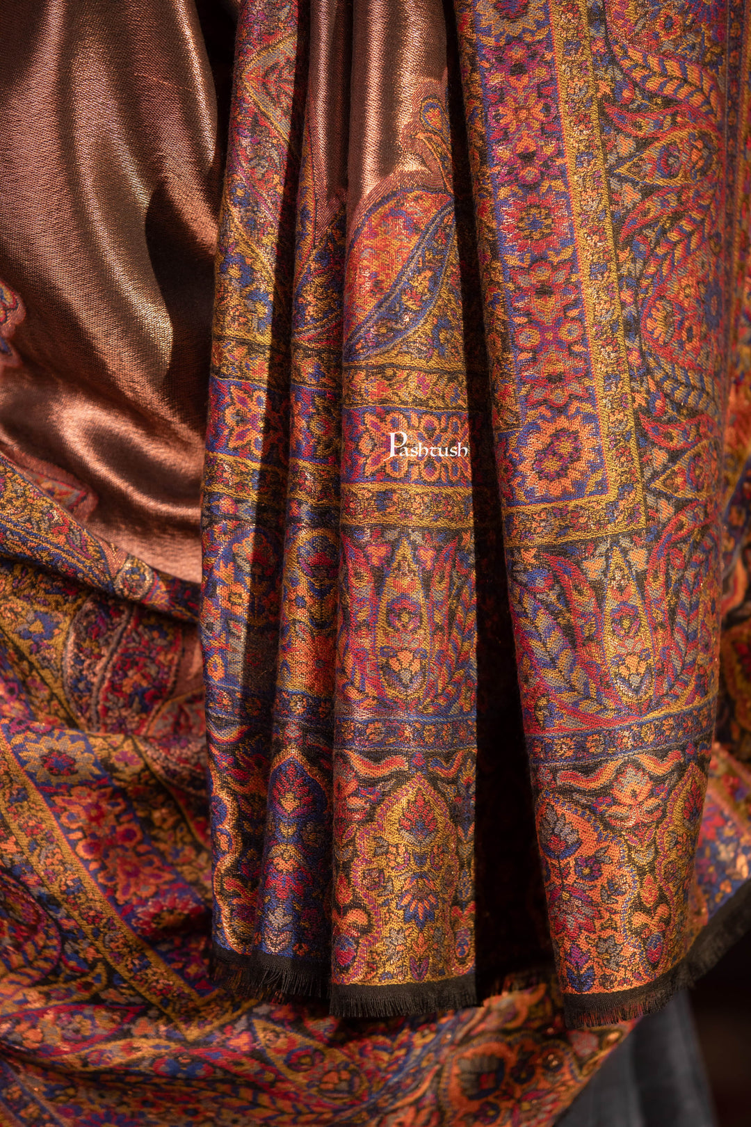 Pashtush India Mens Scarves Stoles and Mufflers Pashtush Mens Twilight Collection Stole, With Metallic Thread Weave, Fine Wool, Reversible