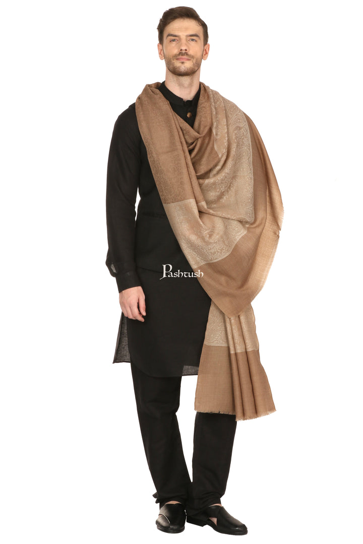 Pashtush India Mens Shawls Gents Shawl Pashtush Mens Woven Jacquard Shawl, Extra Fine Wool, Soft And Warm