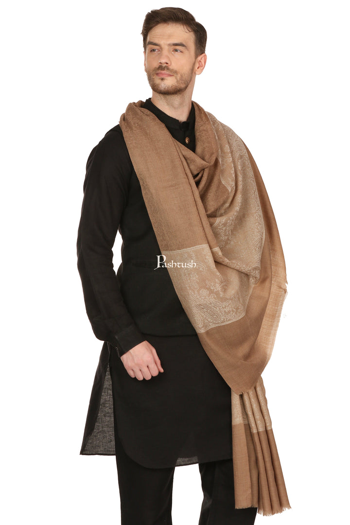 Pashtush India Mens Shawls Gents Shawl Pashtush Mens Woven Jacquard Shawl, Extra Fine Wool, Soft And Warm