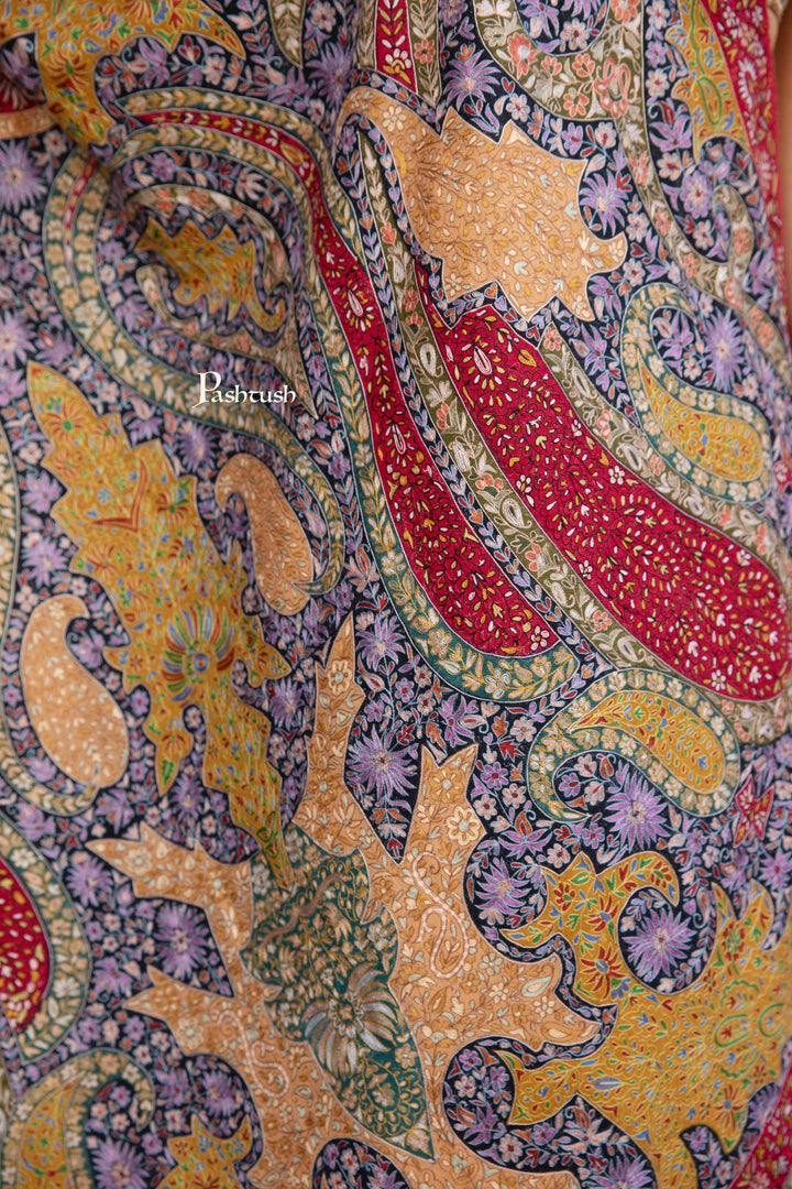 Pashtush India Womens Shawls Pashtush Pashmina Shawl, Kalamkari Hand Embroidery, Hand Painted, Multicoloured