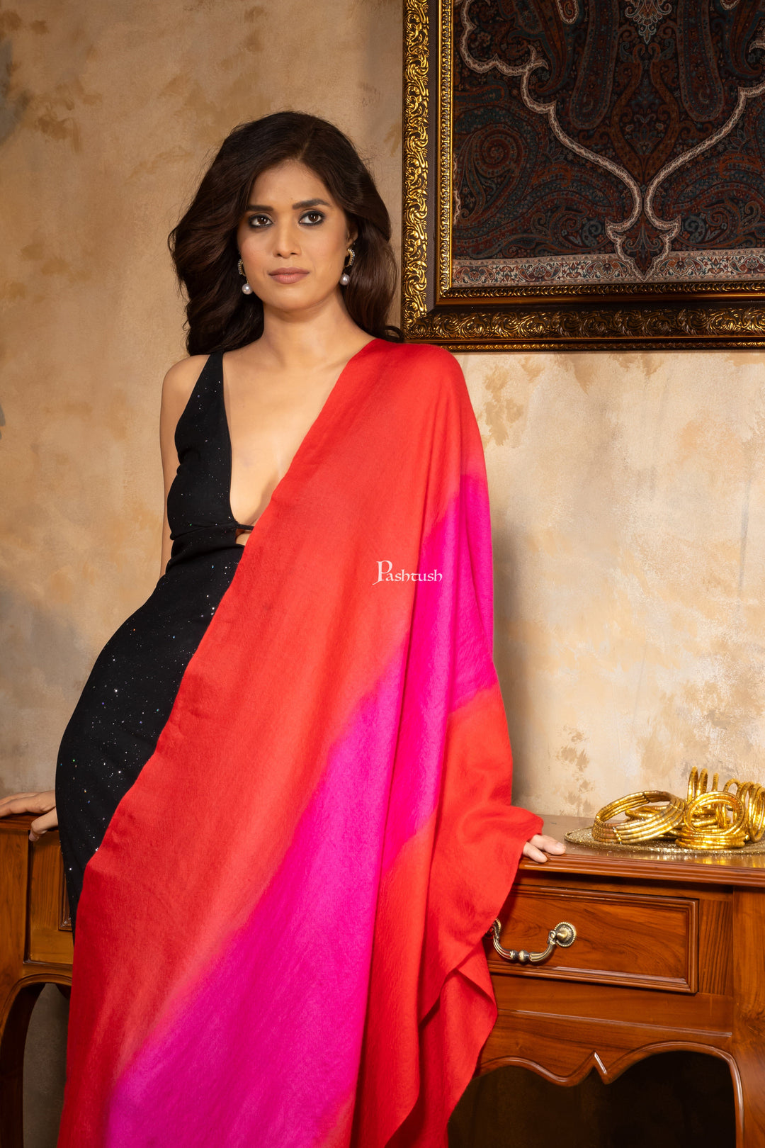 Pashtush India Womens Stoles and Scarves Scarf Pashtush Pure Cashmere Ombre Stole, Premium Extra Soft and Warm