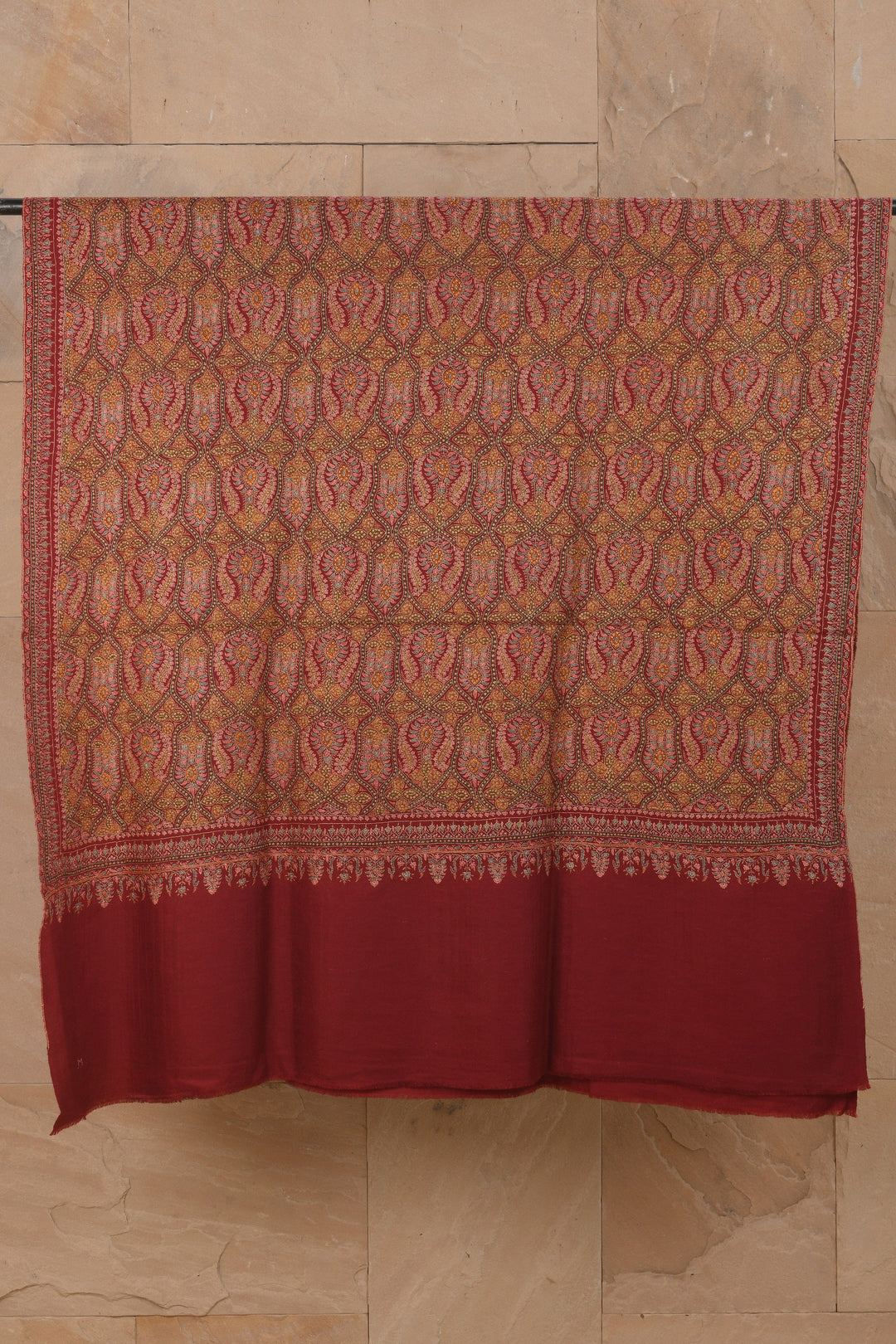 Pashtush India Womens Shawls Pashtush Pure Pashmina Shawl for Women, Kashmiri Sozni Hand Emrbodiery, Hand Made Shawl, Maroon