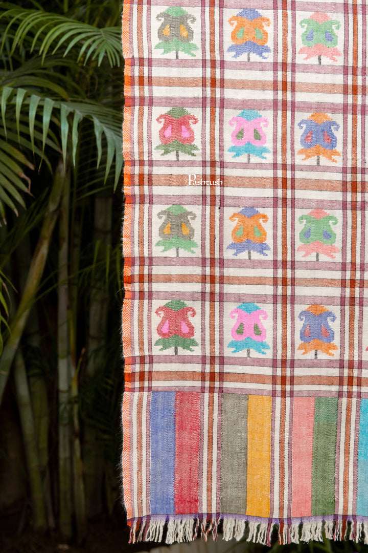 Pashtush India Womens Shawls Pashtush  Pure Pashmina Shawl, Hand Woven Kaani Design, Multicoloured