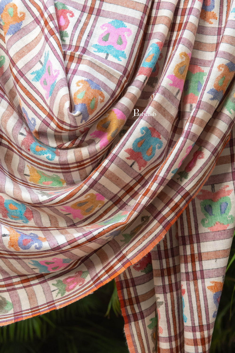 Pashtush India Womens Shawls Pashtush  Pure Pashmina Shawl, Hand Woven Kaani Design, Multicoloured