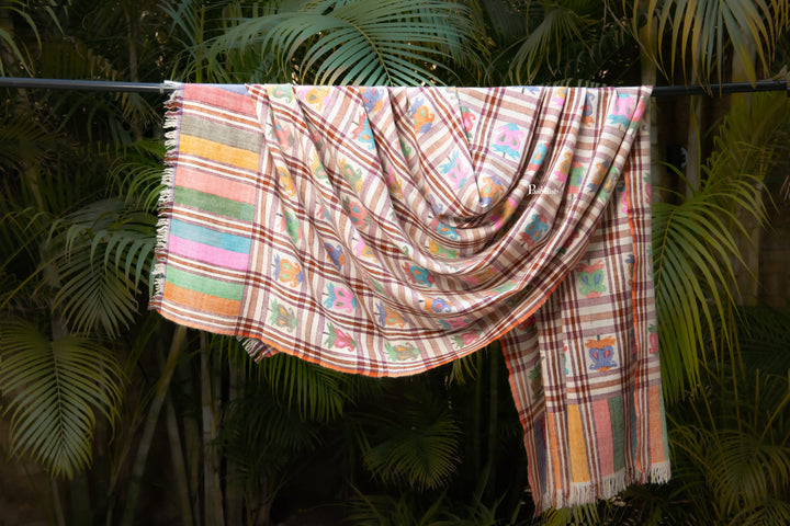 Pashtush India Womens Shawls Pashtush  Pure Pashmina Shawl, Hand Woven Kaani Design, Multicoloured