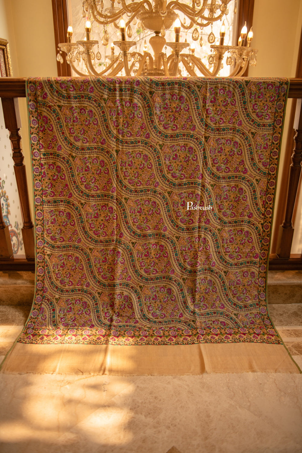 Pashtush Shawl Store Womens Shawls Pashtush Pure Pashmina Shawl, Papier-mâché Embroidery