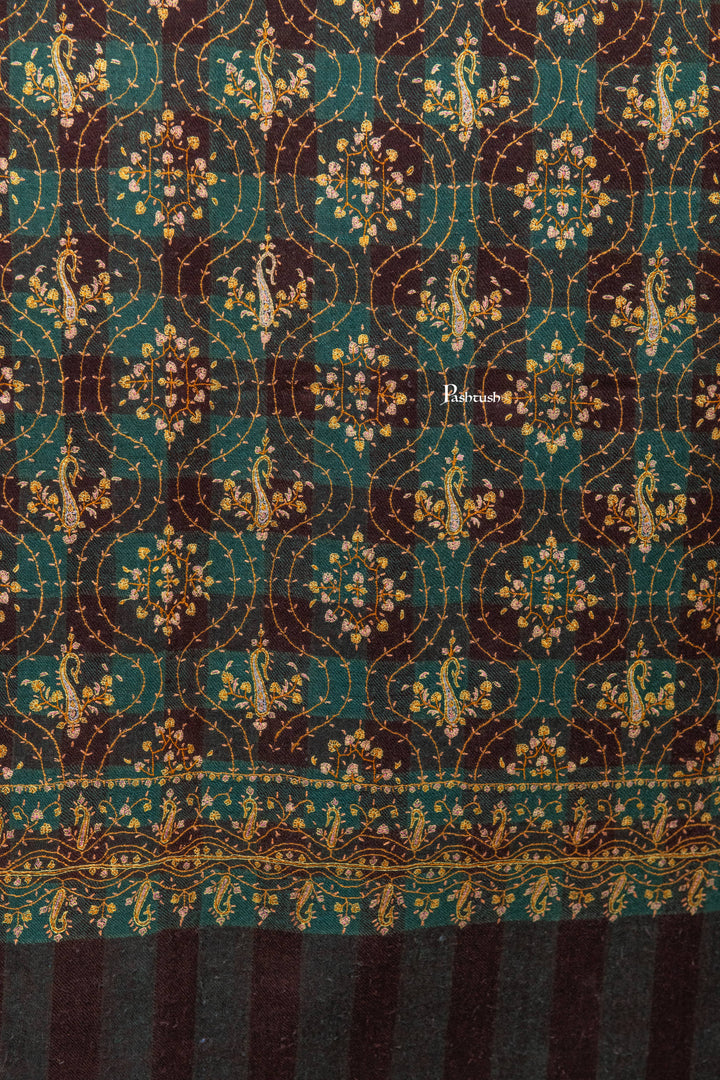 Pashtush India Womens Shawls Pashtush  Pure Pashmina Shawl, Sozni Hand Embroidery, Hand Woven Design, Black
