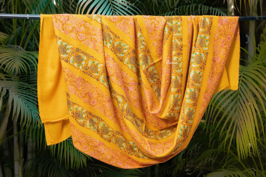 Pashtush India Womens Shawls Pashtush  Pure Pashmina Shawl, Sozni Hand Embroidery, Hand Woven Design, Deep Orange