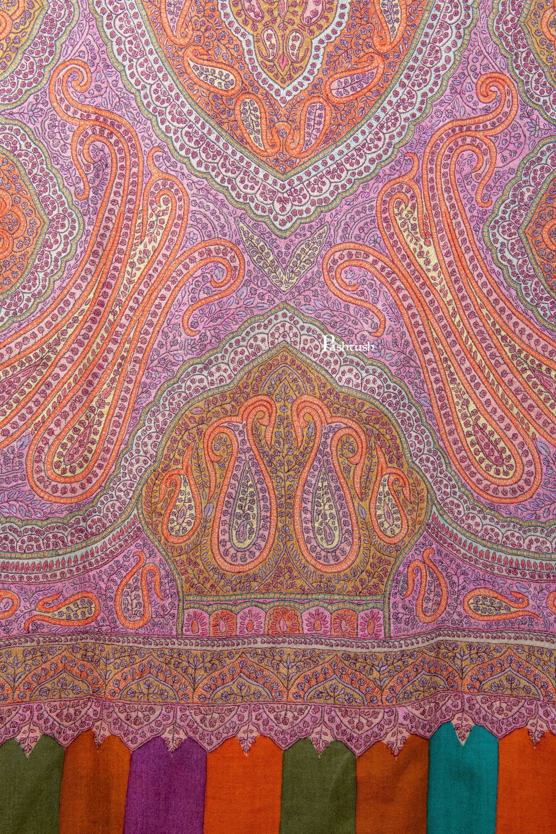 Pashtush India Womens Shawls Pashtush  Pure Pashmina Shawl, Sozni Hand Embroidery, Hand Woven, Kalamkari Design, Multicolour