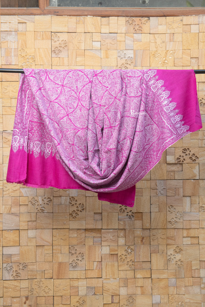 Pashtush India Womens Shawls Pashtush  Pure Pashmina Shawl, Sozni Hand Embroidery, Hand Woven, Tonal Design, Magenta