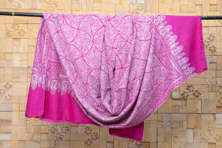 Pashtush India Womens Shawls Pashtush  Pure Pashmina Shawl, Sozni Hand Embroidery, Hand Woven, Tonal Design, Magenta