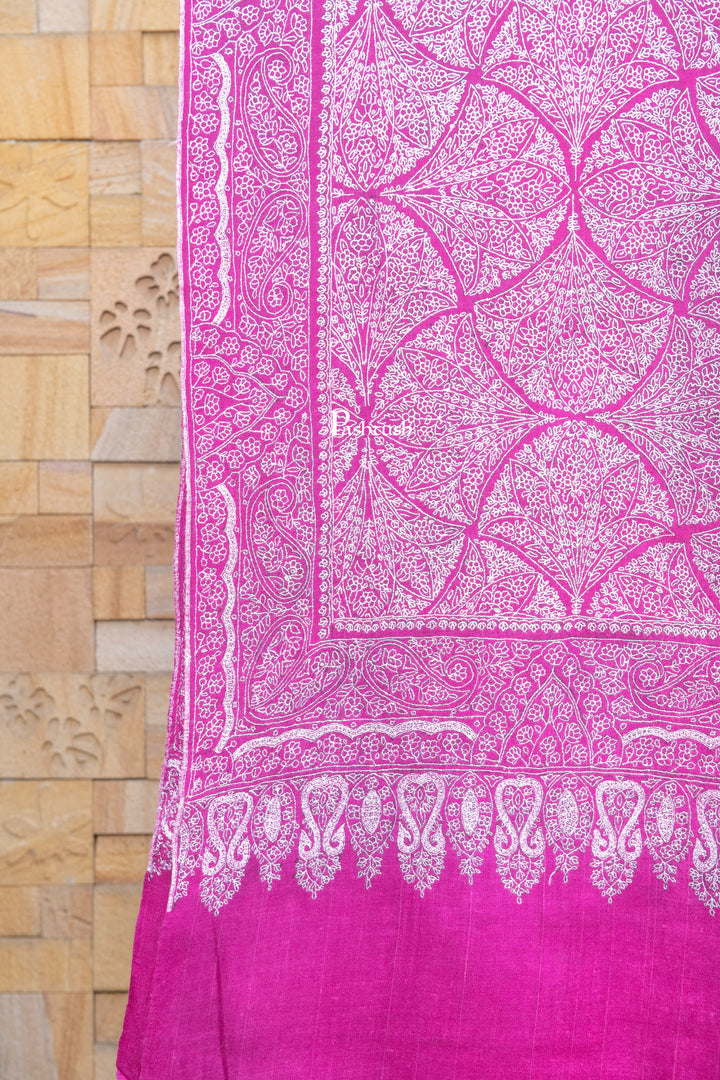 Pashtush India Womens Shawls Pashtush  Pure Pashmina Shawl, Sozni Hand Embroidery, Hand Woven, Tonal Design, Magenta