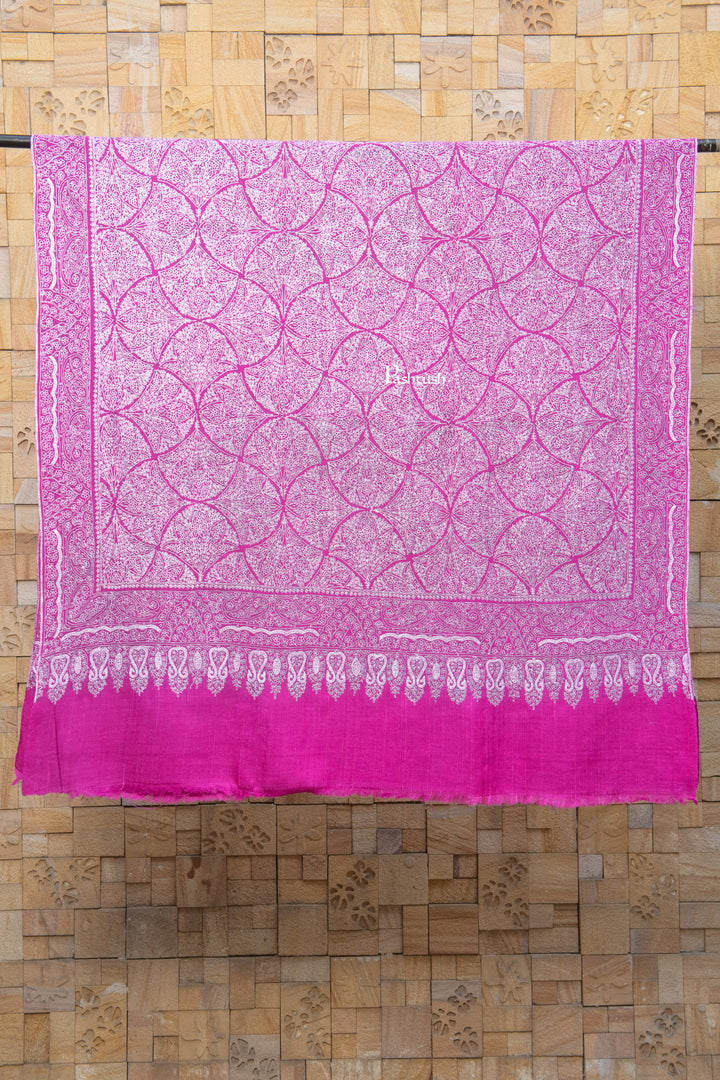 Pashtush India Womens Shawls Pashtush  Pure Pashmina Shawl, Sozni Hand Embroidery, Hand Woven, Tonal Design, Magenta