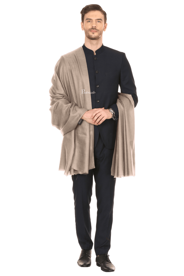 Pashtush India Mens Shawls Gents Shawl Pashtush Royal And Classy Fine Wool Mens Stole, Beige