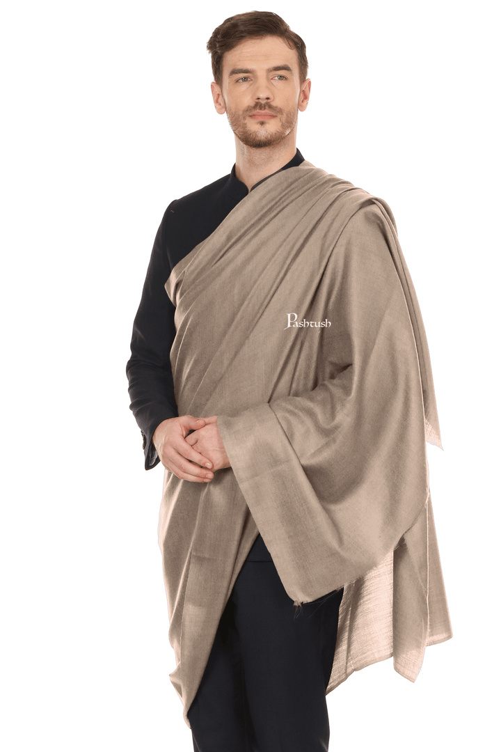 Pashtush India Mens Shawls Gents Shawl Pashtush Royal And Classy Fine Wool Mens Stole, Beige
