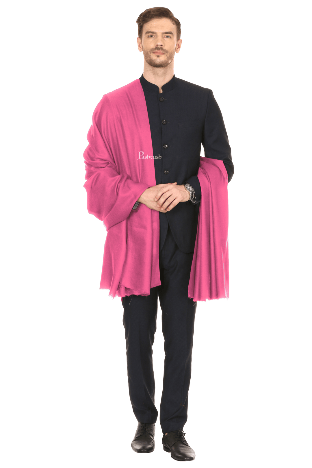 Pashtush India Mens Shawls Gents Shawl Pashtush Royal And Classy Fine Wool Mens Stole, Magenta