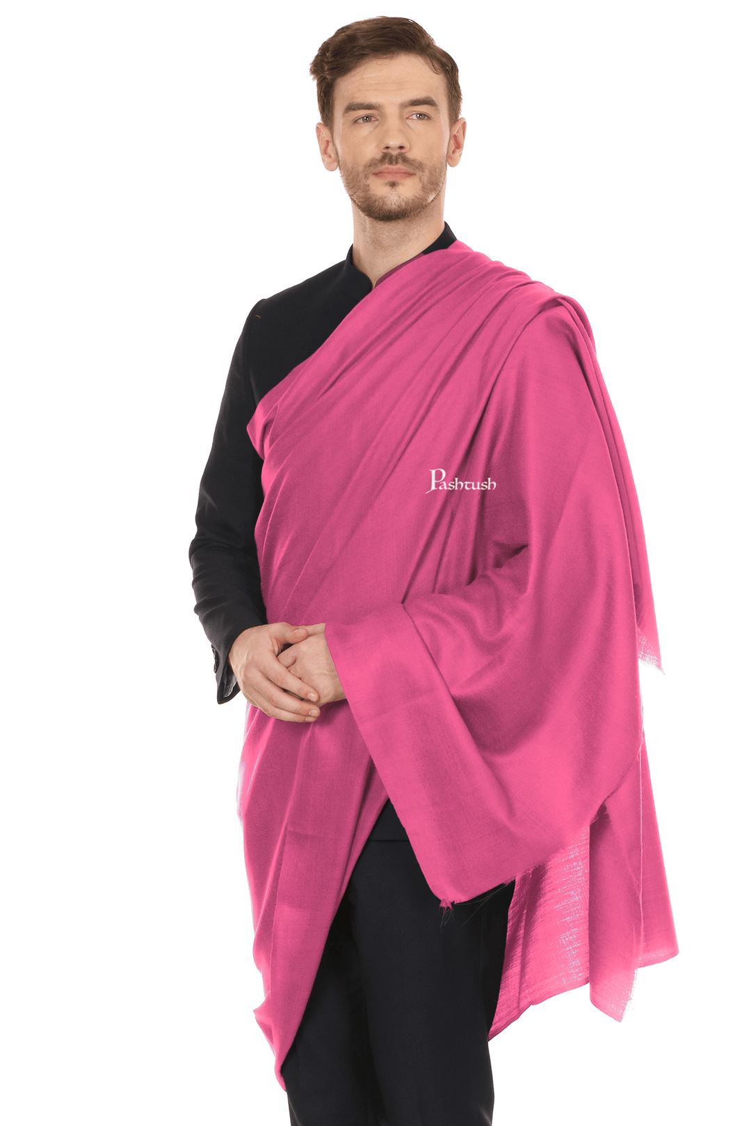 Pashtush India Mens Shawls Gents Shawl Pashtush Royal And Classy Fine Wool Mens Stole, Magenta