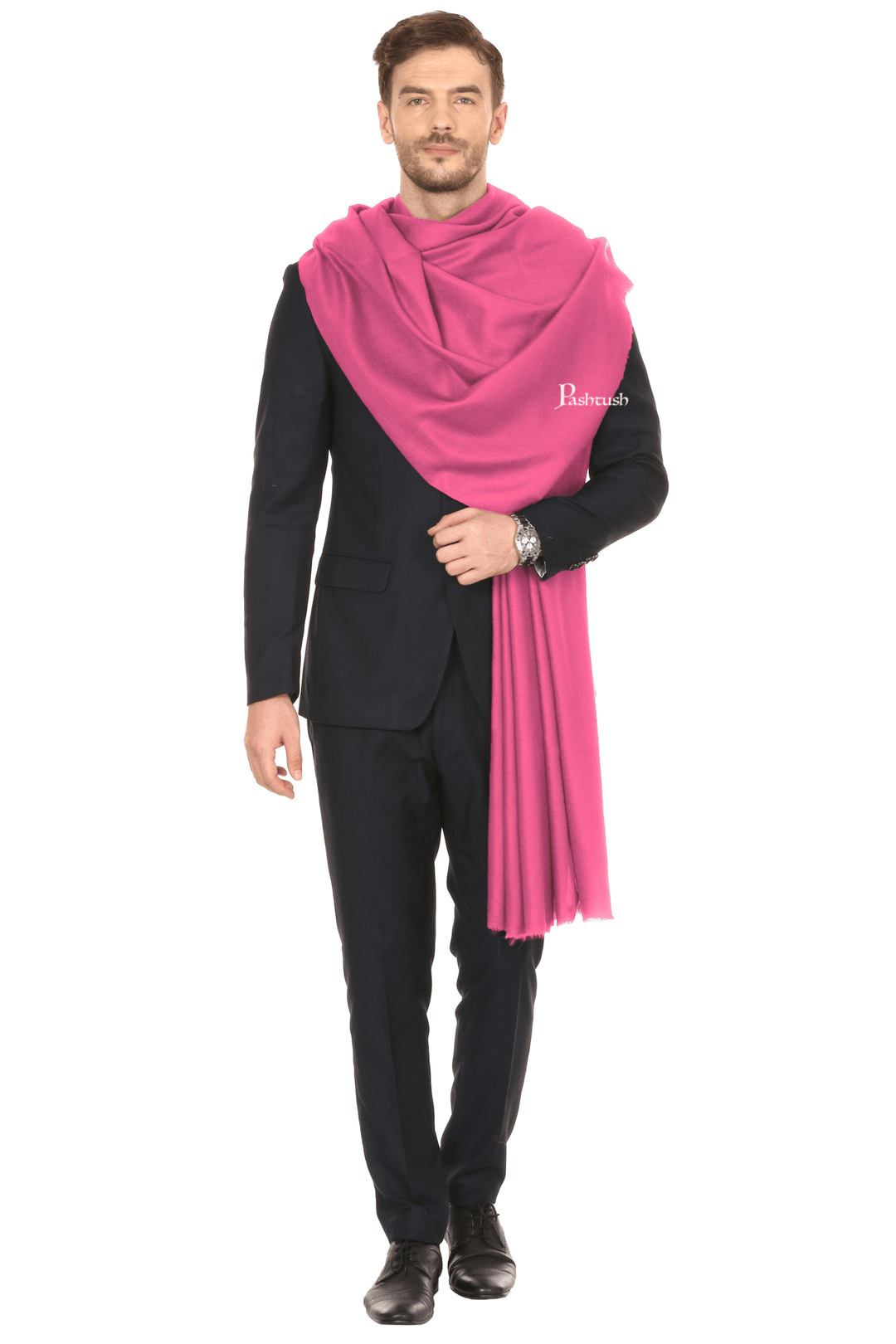 Pashtush India Mens Shawls Gents Shawl Pashtush Royal And Classy Fine Wool Mens Stole, Magenta