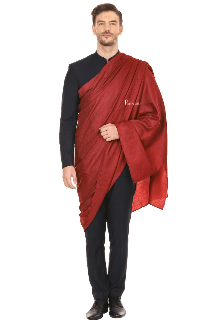 Pashtush India Mens Shawls Gents Shawl Pashtush Royal And Classy Fine Wool Mens Stole, Maroon