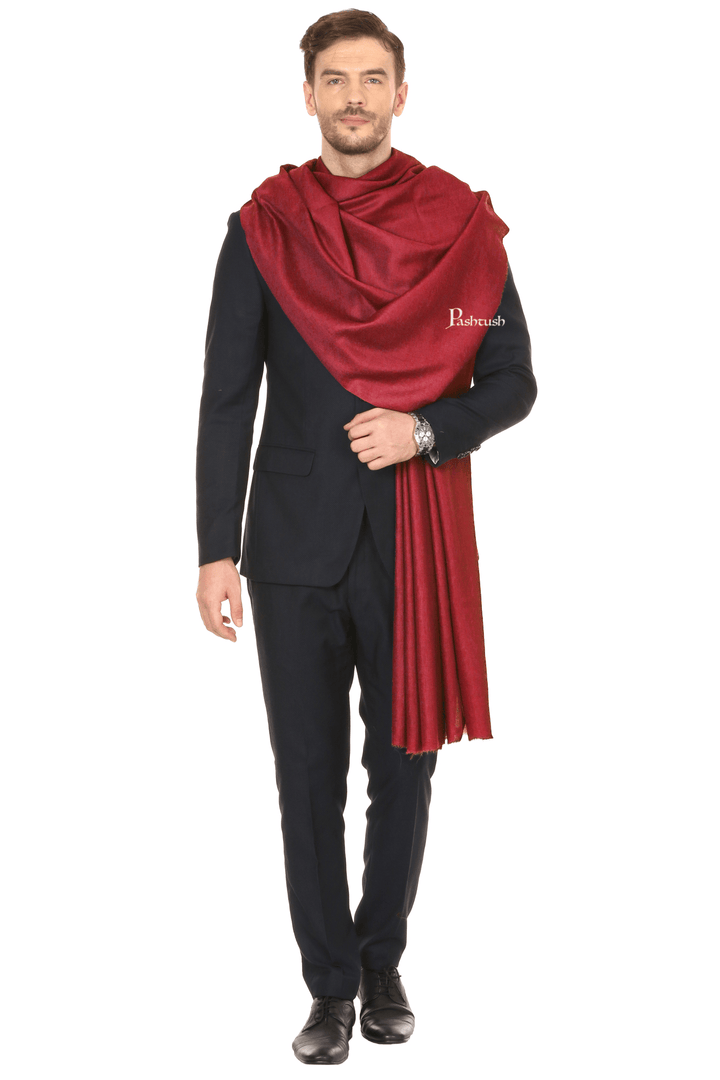 Pashtush India Mens Shawls Gents Shawl Pashtush Royal And Classy Fine Wool Mens Stole, Maroon
