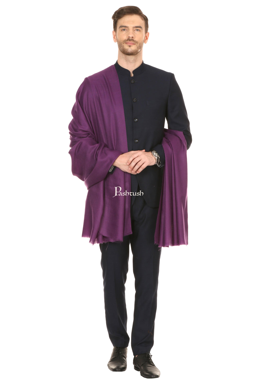 Pashtush India Mens Shawls Gents Shawl Pashtush Royal And Classy Fine Wool Mens Stole,Purple