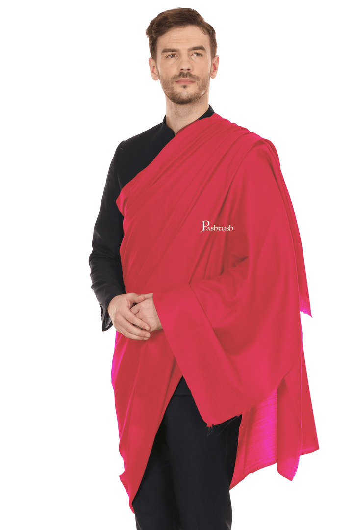 Pashtush India Mens Shawls Gents Shawl Pashtush Royal And Classy Fine Wool Mens Stole, Red