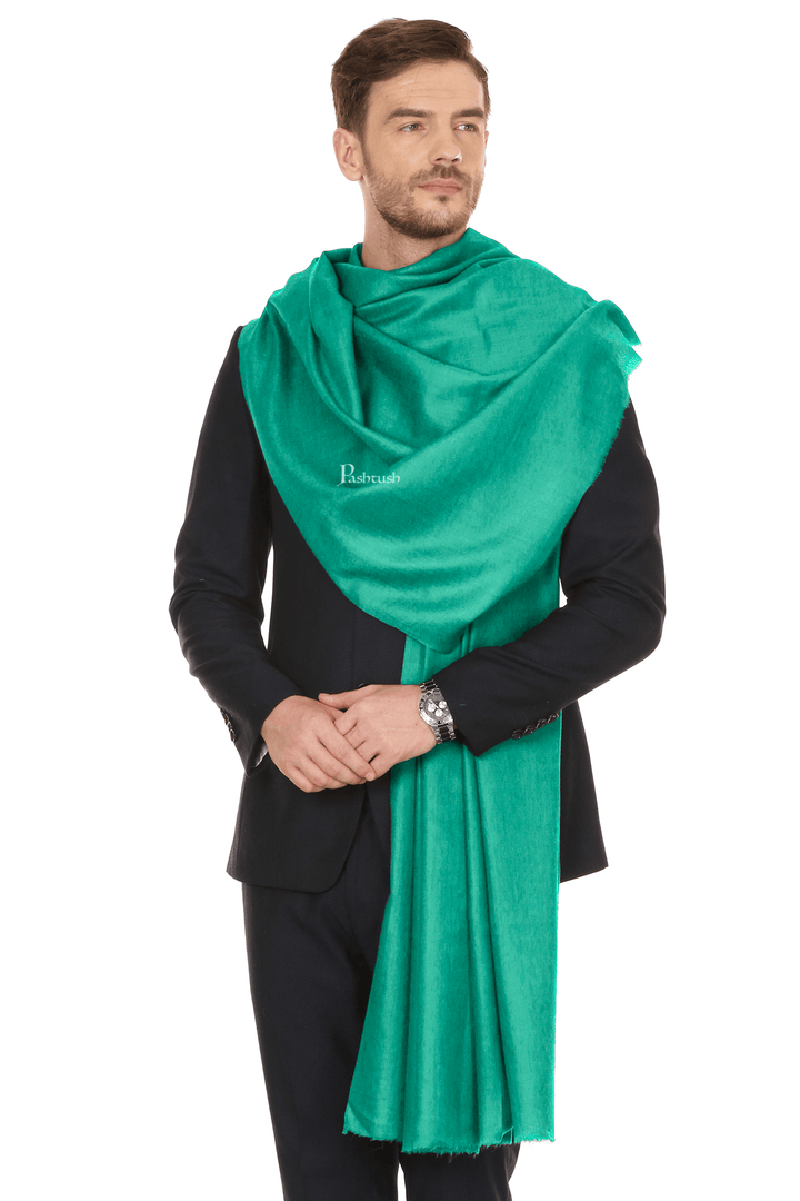 Pashtush India Mens Shawls Gents Shawl Pashtush Royal And Classy Fine Wool Mens Stole, Seagreen