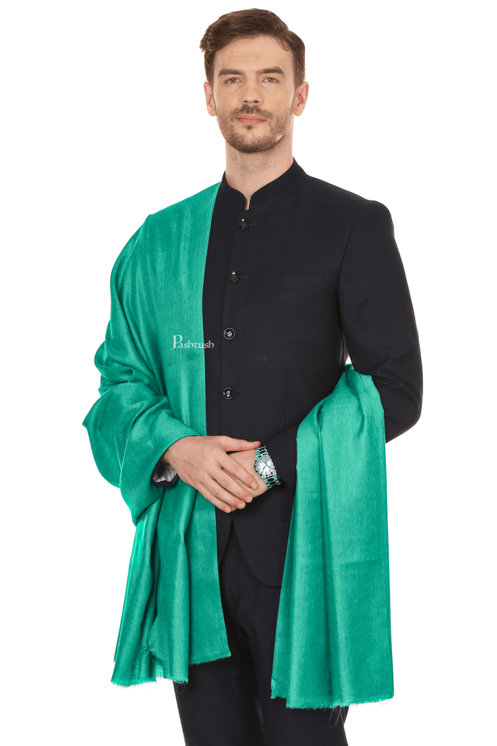 Pashtush India Mens Shawls Gents Shawl Pashtush Royal And Classy Fine Wool Mens Stole, Seagreen