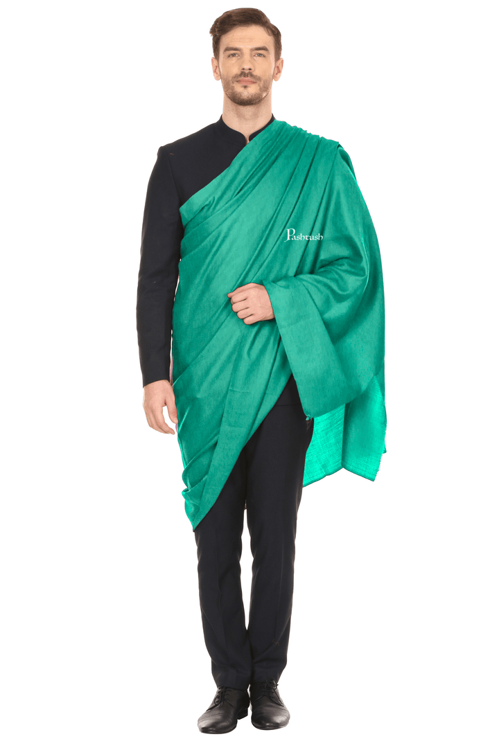 Pashtush India Mens Shawls Gents Shawl Pashtush Royal And Classy Fine Wool Mens Stole, Seagreen