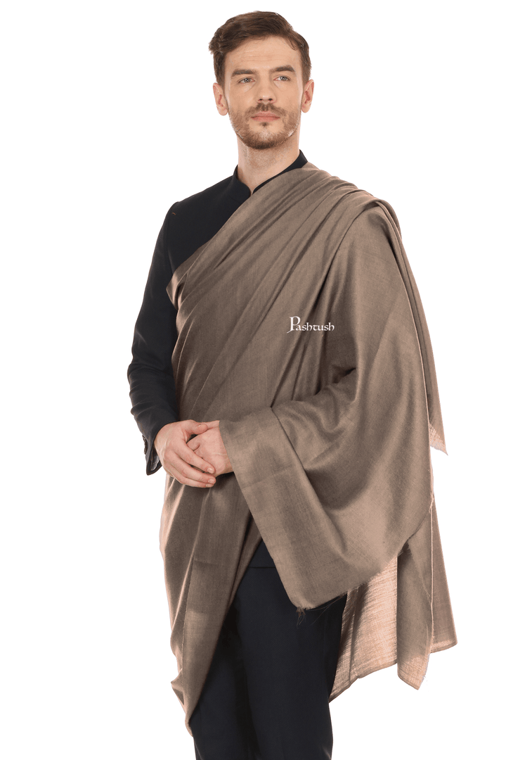 Pashtush India Mens Shawls Gents Shawl Pashtush Royal And Classy Fine Wool Mens Stole, Taupe