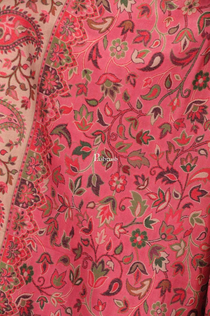 Pashtush India Womens Shawls Pashtush Women Dusty Pink Beige Ethnic Motifs Woven Design Designer Shawl