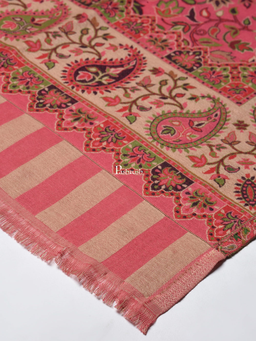 Pashtush India Womens Shawls Pashtush Women Dusty Pink Beige Ethnic Motifs Woven Design Designer Shawl