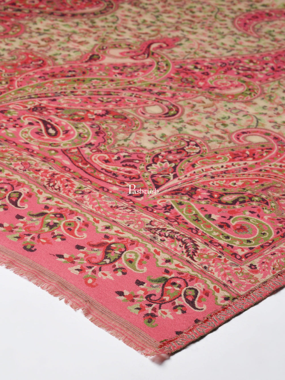 Pashtush India Womens Shawls Pashtush Women Ethnic Weave Shawl, Rich Garden, Pink And Beige