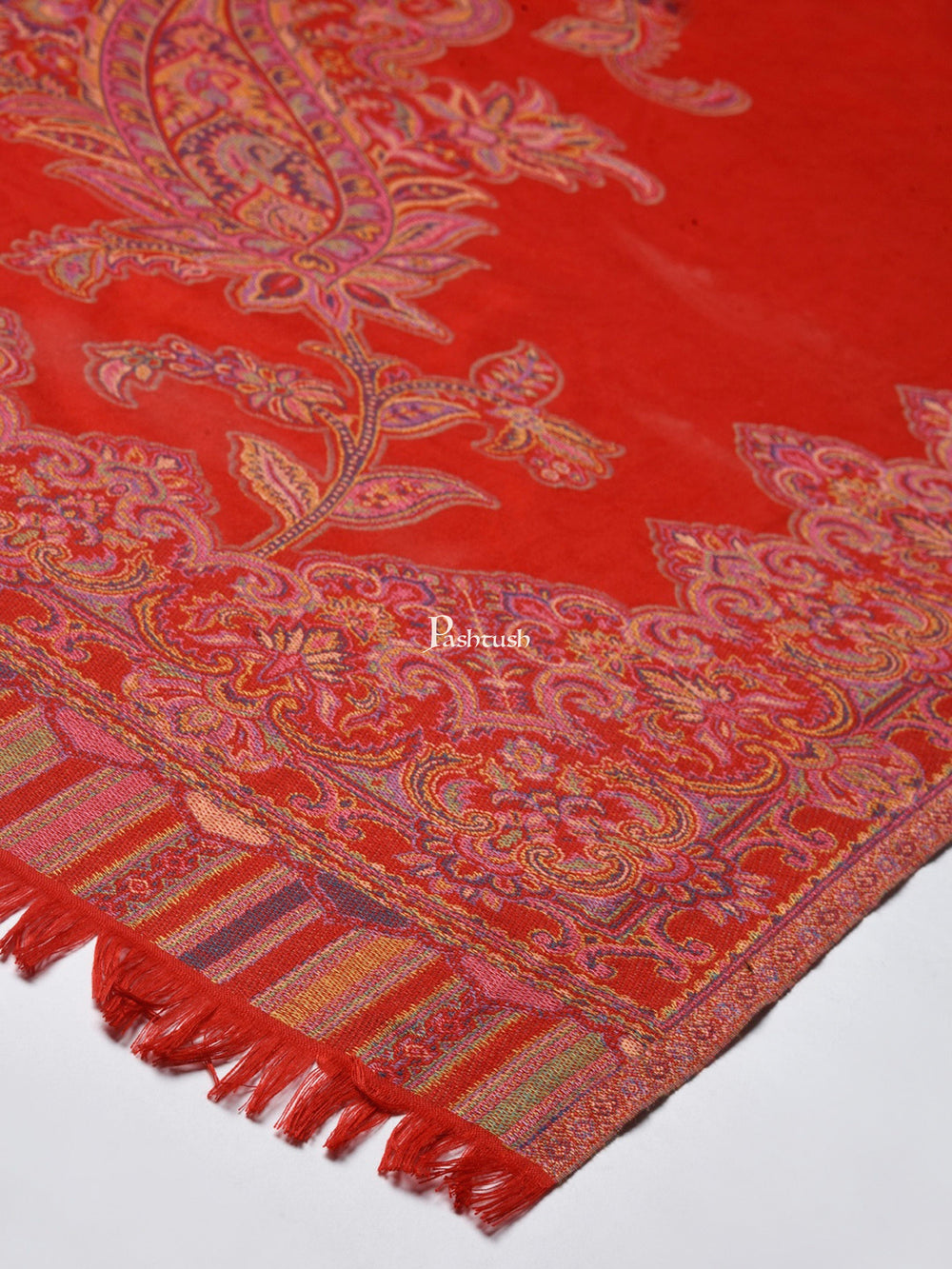 Pashtush India Womens Shawls Pashtush Women Red Ethnic Motifs Woven Design Designer Shawl