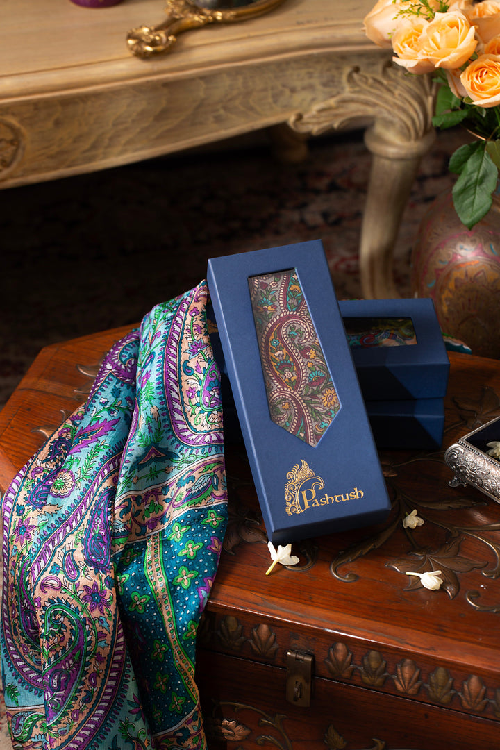 Pashtush India Gift Pack Pashtush Women'S 100% Pure Silk, Printed Scarf - Chanting Paisleys