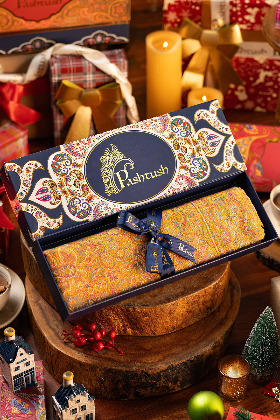 Pashtush India Gift Pack Pashtush Women's Jamawar Shawl, Mustard