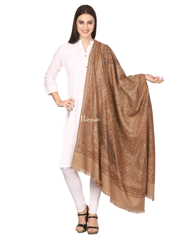 Pashtush India Womens Shawls Pashtush Women'S Shawl, Warm And Soft, Faux Pashmina Design, Taupe