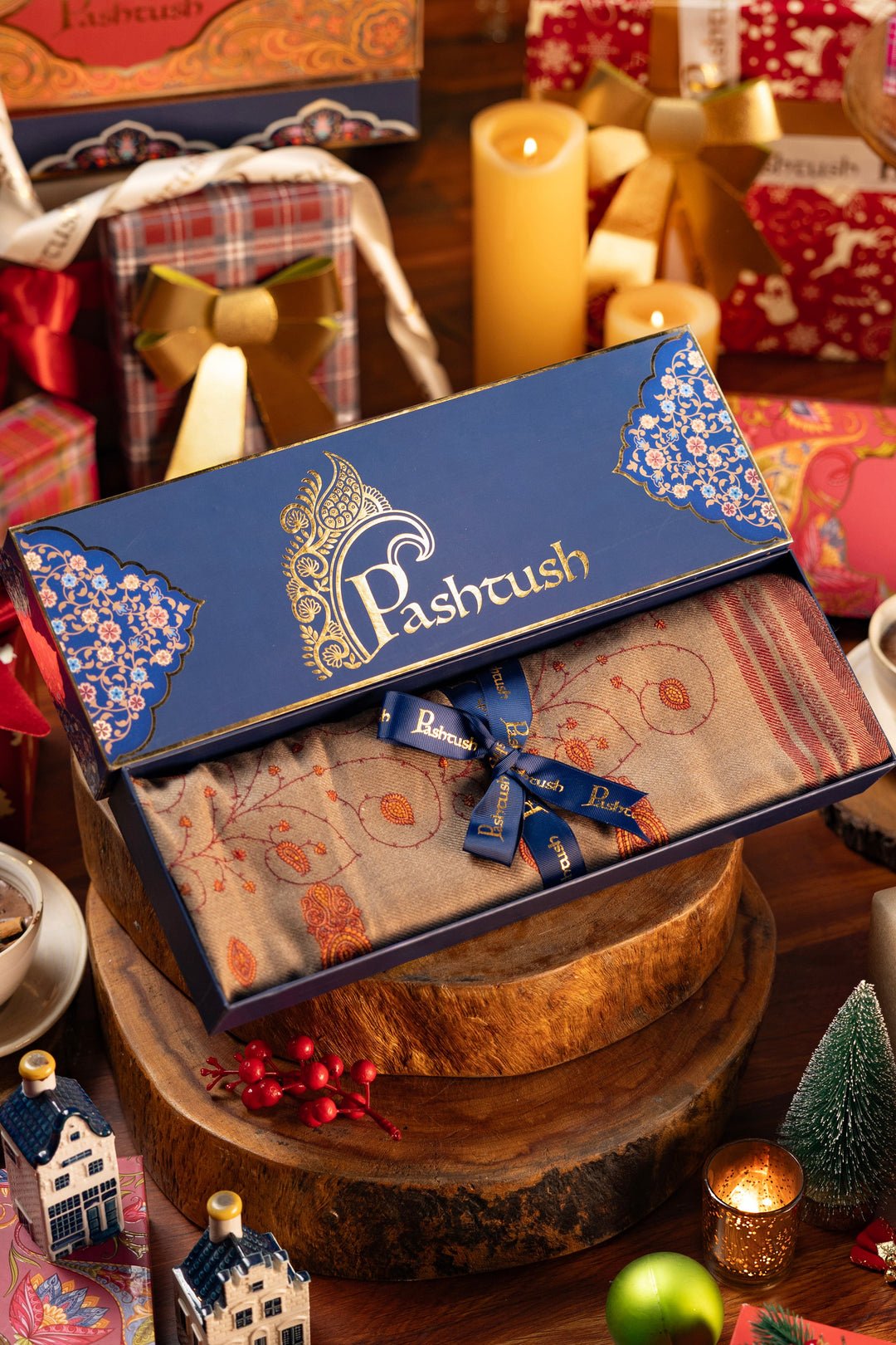 Pashtush India Gift Pack Pashtush Women'S Wool Shawl With Embroidery (Taupe , Large Size)