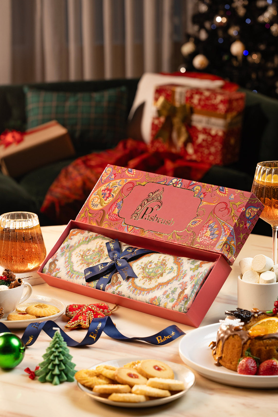 Pashtush India Gift Pack Pashtush Womens 100% Pure Wool Ethnic Stole, With Woolmark Certification