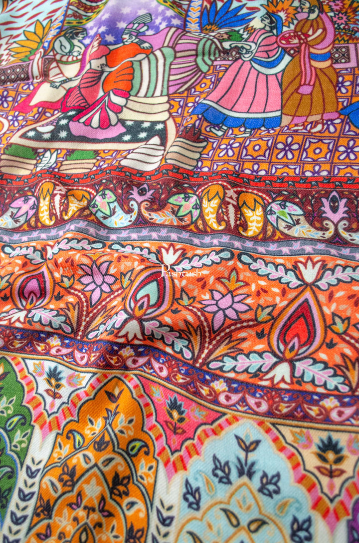 Pashtush India Womens Shawls Pashtush Womens 100% Pure Wool With Woolmark Certificate Shawl,  Design, Multicolour