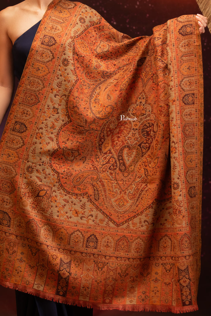 Pashtush India Womens Shawls Pashtush Womens 100% Pure Wool With Woolmark Certificate Shawl, Paisley Design, Multicoloured