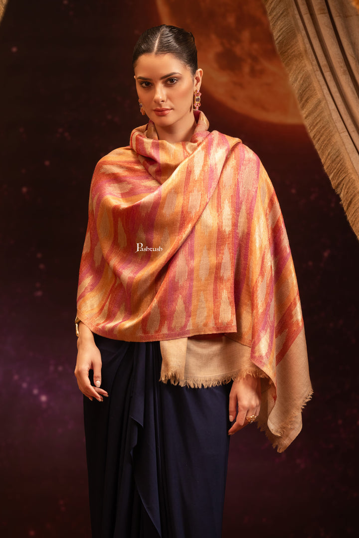 Pashtush India Womens Stoles and Scarves Scarf Pashtush Womens 100% Pure Wool With Woolmark Certificate Stole, Paisley Design, Multicolour