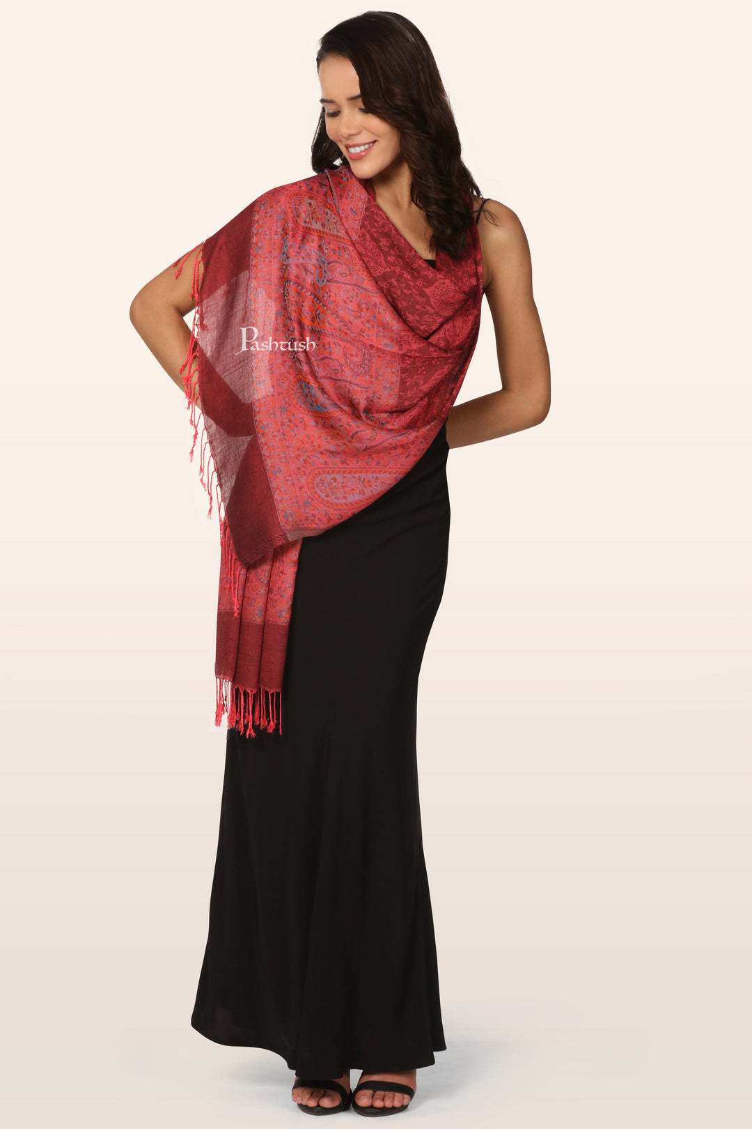 Pashtush India womens scarf and Stoles Pashtush Womens Bamboo Stole, Paisley Palla Design, Multicolour