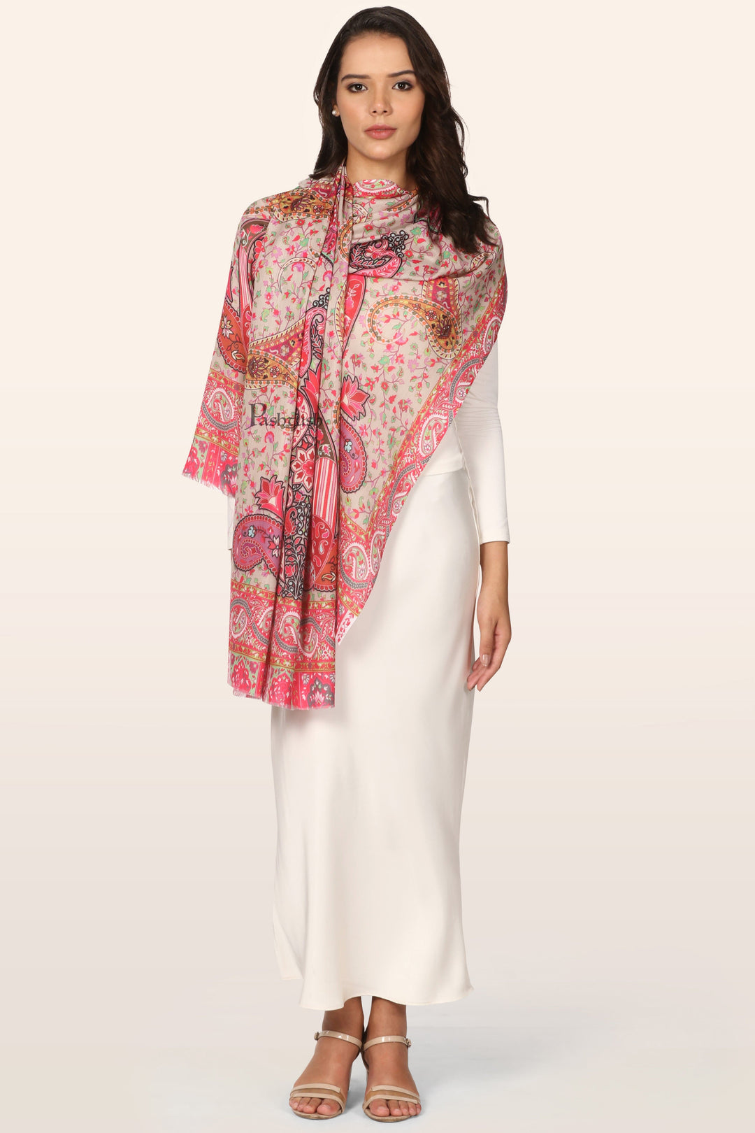 Pashtush India womens scarf and Stoles Pashtush Womens Bamboo Stole, Paisley Weave Design, Multicolour