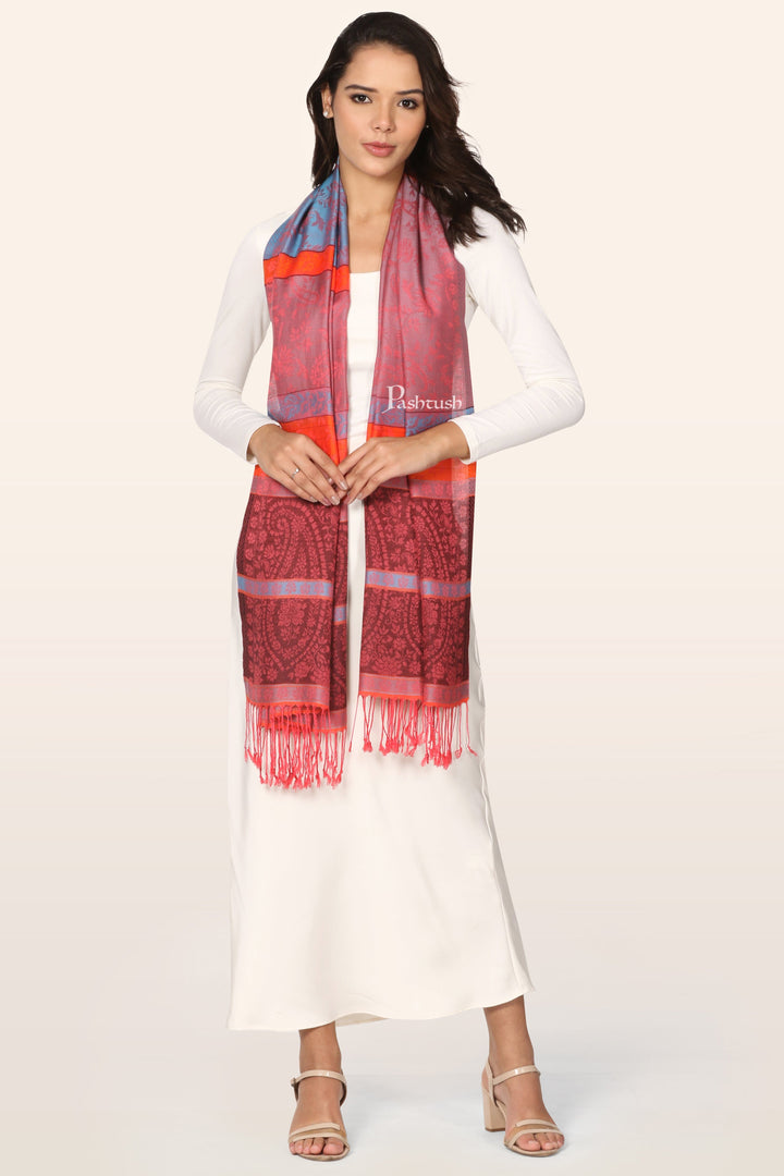 Pashtush India womens scarf and Stoles Pashtush Womens Bamboo Stole, Pasiley Design, Multicolour