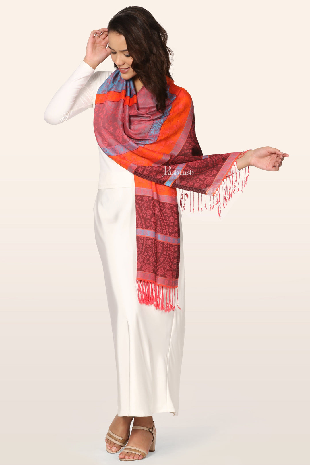 Pashtush India womens scarf and Stoles Pashtush Womens Bamboo Stole, Pasiley Design, Multicolour