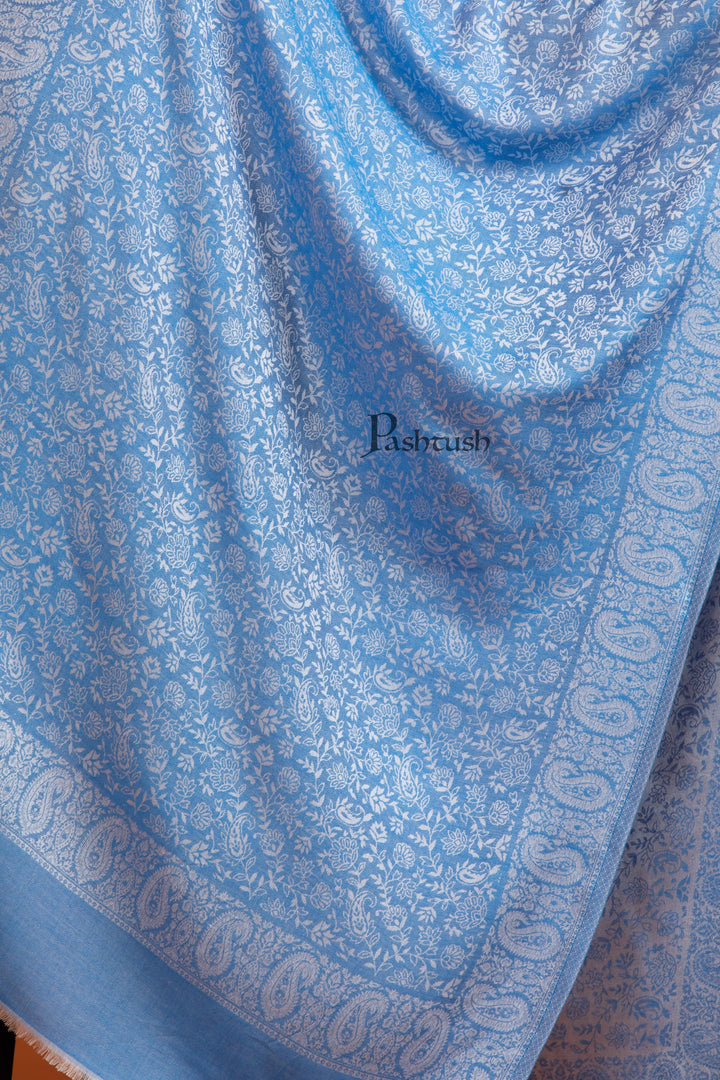 Pashtush India womens scarf and Stoles Pashtush Womens Bamboo Stole, Pasiley Weave Design, Arabic Sea Blue