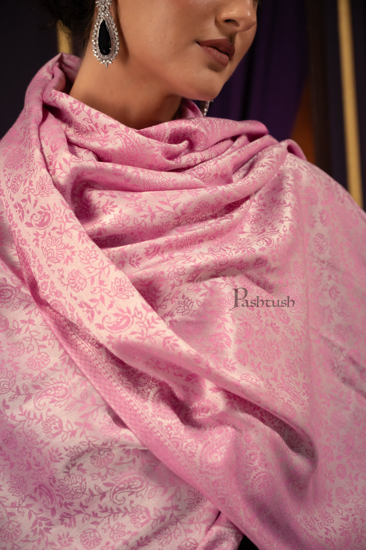 Pashtush India womens scarf and Stoles Pashtush Womens Bamboo Stole, Pasiley Weave Design, Pink