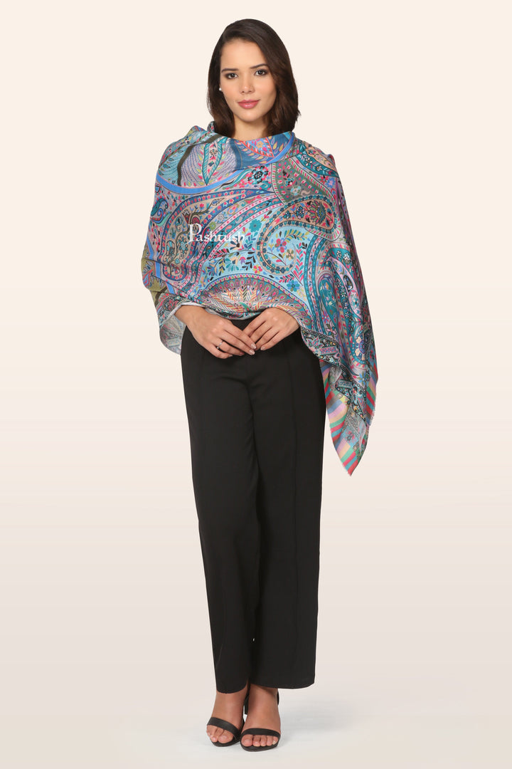 Pashtush India womens scarf and Stoles Pashtush Womens Bamboo Stole, Printed Paisleys Design, Multicolour